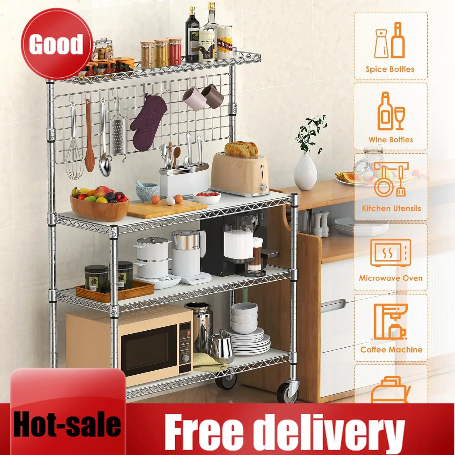Commercial Kitchen Microwave - Металлическая 4-уровневая подставка для микроволновой печи
